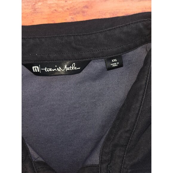 Travis Mathew XXL Mens Polo Shirt Black Striped Pima Cotton Blend Slim Fit - Picture 5 of 8